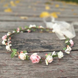 Pink Bridal Flower Crown for girl Ivory Blush flower girl crown Bridal flower headpiece Wedding Christmas gift Bohemian flower girl headband