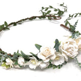 Ivory and white flower crown, wedding flower crown, bridal floral headband, flower headpiece, adult flower crown, flower crown for bride