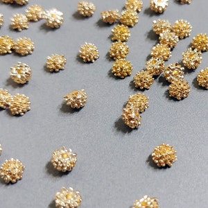 Gold plated 5.5mm flower center flat-back earring findings, set of 20