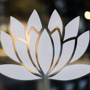Frosted lotus flower glass decal with petal-shaped frosted design