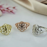 Handmade Flower of Life Ring Gold ¥ Mandala Ring Rose Gold ¥ Seed of Life Ring Silver ¥ Gift for Her ¥ Sacred Geometry Meditation Jewelry