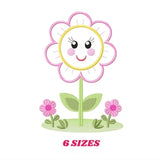 Flowers embroidery designs - Flower with face embroidery design machine embroidery pattern - Spring embroidery file - flower applique floral