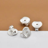 10 Pairs Sterling Silver Ear Nuts, 925 Silver Earring Nuts, Flower Earring Backs, Bulk Ear Back Stoppers, Round Ear Nuts for Jewelry Making