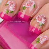 Red Rose Flower Summer Nails Nail Art Designs Water Transfer Stickers Wraps Decal Y103