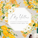 Flower clipart, Watercolor flower, Yellow bouquets, Yellow flower, Wedding invitation, Floral arrangements, Tulip clipart, Freesia clipart