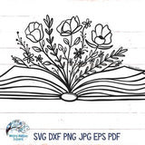 Floral Book SVG, Book with Flowers Svg, Book Svg, Reading Svg, Read, Pretty Book, Flowers, Flowers with Book, Flowers Growing Out of a Book