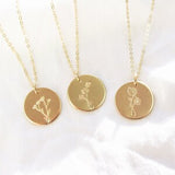 Birth Month Flower Charm Necklace - Birthday Gift - Birth Flower Necklace in rose, silver or gold, Necklaces for Women