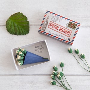 Mother's Day rose matchbox gift with small card that reads Happy mother's day