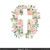 Floral Cross PNG File, Easter Cross, Bible Sublimation, Religious Cross, Sublimation Download, Instant Download, Easter Cross, Pink Flowers.