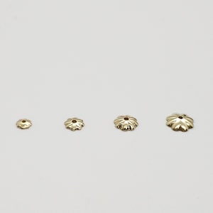 14k gold filled flower bead caps, small metal caps for beading