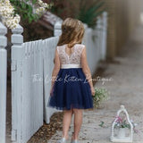 Navy flower girl dress, lace flower girl dress, bohemian flower girl dress, boho flower girl dress,  flower girl dress, wedding dress boho