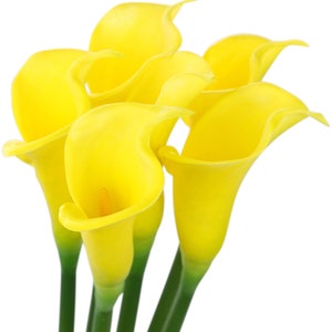 Yellow artificial calla lilies bouquet with long stems
