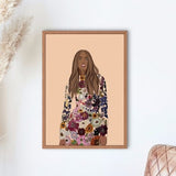 African American Art, flower wall art, boho artwork, flower dress art, afrocentric art, aesthetic poster, instant delivery