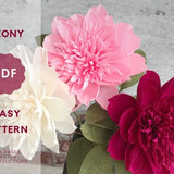 DIY peony, Paper peony tutorial, Paper flowers for MotherÕs day, Crepe paper flowers tutorial, Downloadable PDF pattern peony, DIY flowers