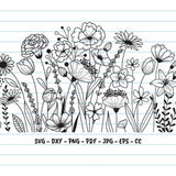 Flower Svg, Wildflower Svg, Hand Drawn Blooming Wildflower Svg, Flowers Svg Cut File, Floral Svg, Botanical Svg Clipart,Svg, Png, Dxf, Eps.