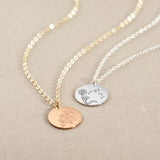 Mini Birth Flower Necklace, Flower Disc Pendant, Wild Flower Disc Necklace, Silver Necklace, Gold Flower Necklace, Bridesmaid Gift