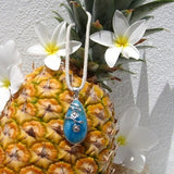 Blue teardrop pendant with 925 silver setting