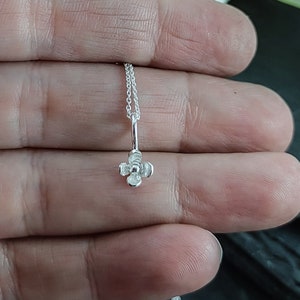 Small lilac flower 925 sterling silver pendant on a silver chain
