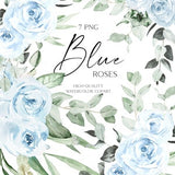 Baby blue flowers clipart, Dusty blue boho roses bouquets clipart, Watercolor floral borders png, Boy baby shower invites 102