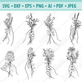 Hand Holding Flowers Svg, Floral woman svg, Holding bouquet Svg, Floral hand Svg, Flower Svg, Wedding bouquet Svg, Svg cut file, Eps, Dxf