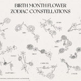 Birth Month Flower Zodiac Constellation Bundle - Birth Month Flower SVG - Flower Zodiac Drawing - Gift For Newborns - Commercial Use- BM1