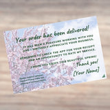 Custom Thank you Card Spring Cherry Blossom Delivery Driver for Customer Orders Rating, Tips