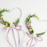 Flower wand Floral wand Flower girl wand Flower girl accessory Flower girl gift Pink flower wand Blush flower wand Wand Ribbon Stick