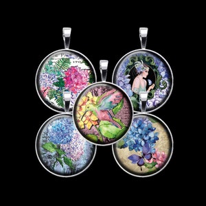 Hydrangea Digital Collage Sheet, Hortensia Collage, Floral Bottle Cap Collage - DCC159 - 18mm,20mm,25mm & 30mm Circles-Instant Download