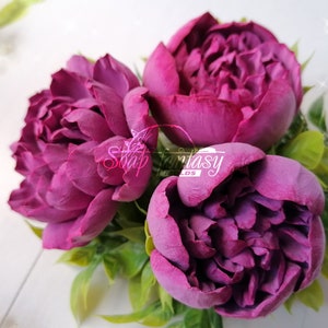 Pink and purple peony flower silicone soap mold for soap making, floral shape