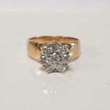 1.00 Ct Round Cut Diamond Cluster Womens Engagement Ring, Real Solid 14K Yellow Gold Wedding Band,Lab Grown Floral Ring,Flower Diamond Ring