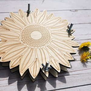 Wooden sunflower flower press kit with metal clamps for drying botanical flowers