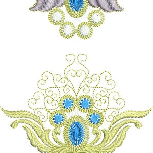 Jewel Motif A and Flower 4 Embroidery Designs - 07 - Metallic Thread designs by Sue Box