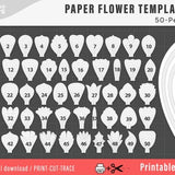 50 PDF PRINTABLE Paper Flower PETAL Templates, diy large Paper Flower Templates, molde de flores de papel / print-cut-trace flower templates