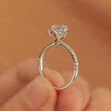 Rose Flower Engagement Ring, Flower Bouquet Diamond Wedding Ring, Pave Set Diamond Band, Vintage Floral Anniversary Rings, Flower Bloom Ring