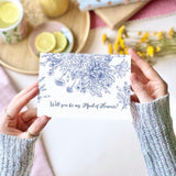 Will you be my Maid of Honour? Blue floral Card | Maid of Honour Proposal Card, Bridal Cards, Maid of Honour Invite, Maid of Honour Gift