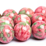 Pink & Green Rain Flower Jade Beads Grade AAA Round Loose Beads 4MM 6MM 8MM 10MM 12MM Bulk Lot Options