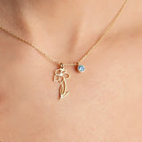 Birth Flower Necklace ¥ Silver Birthstone Necklace ¥  Custom Necklace ¥ Custom Flower Necklace ¥ Personalized Flower Necklace ¥ Dainty