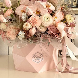 Unoque decor |  Polygon flower box | unique hat box for a floral arrangements | Strong hexagon cardboard vase