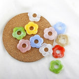 6pcs Flower-shaped Resin Charm Pendant, Acetate Acrylic Fresh Colors Hollow Flower Earring Charm DIY Jewelry