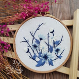 Blue Flower embroidery kit-Handmade Embroidery - 2021 New year gift - Flower Embroidery- Party gift- Kids Crafts-Needlework Kit -hoop art