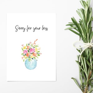 Sympathy Card - Sorry for your loss - Flowers - With Sympathy - Thinking of you cards