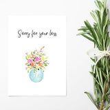 Sympathy Card - Sorry for your loss - Flowers - With Sympathy - Thinking of you cards