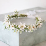 Lily of the valley flower crown, white flower head wreath wedding, dainty flower crown, wedding floral crown, woodland wedding headband