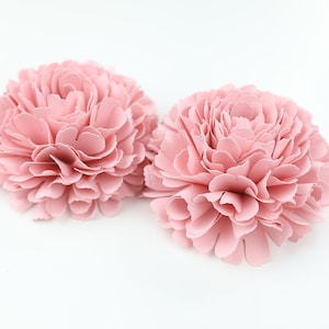 Pink mini paper carnation flowers, two layered blooms