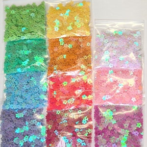 Tiny flower sequins 5mm 11 x 5g packets