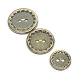 6 x flat aged silver metal etched stripe buttons, Italian silver stripe buttons, assorted sizes, silver metal buttons, unusual metal button