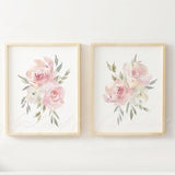 Pink Watercolour Flowers Printable - Floral Baby Room Wall Decor - Baby Girl Nursery Art - Pink and Grey Bedroom