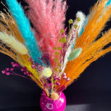 CYNDI | Super fun & bright colourful pink, green, orange , blue dried rainbow rainbow flowers. y2k pink room decor.