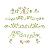 Rose Flower Border Machine Embroidery, Daisy Floral Botanical Garden Pattern Instant Download ZIP - ANY SIZE