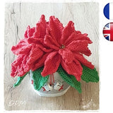 Crochet tutorial pattern Poinsettia-Christmas-flower-Amigurumi French English Version-PDF-Email delivery